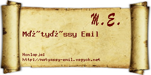 Mátyássy Emil névjegykártya